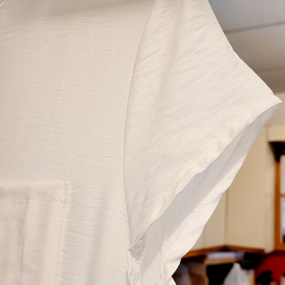 Off-white polyester-cotton summer dress - Picture 2 of 6